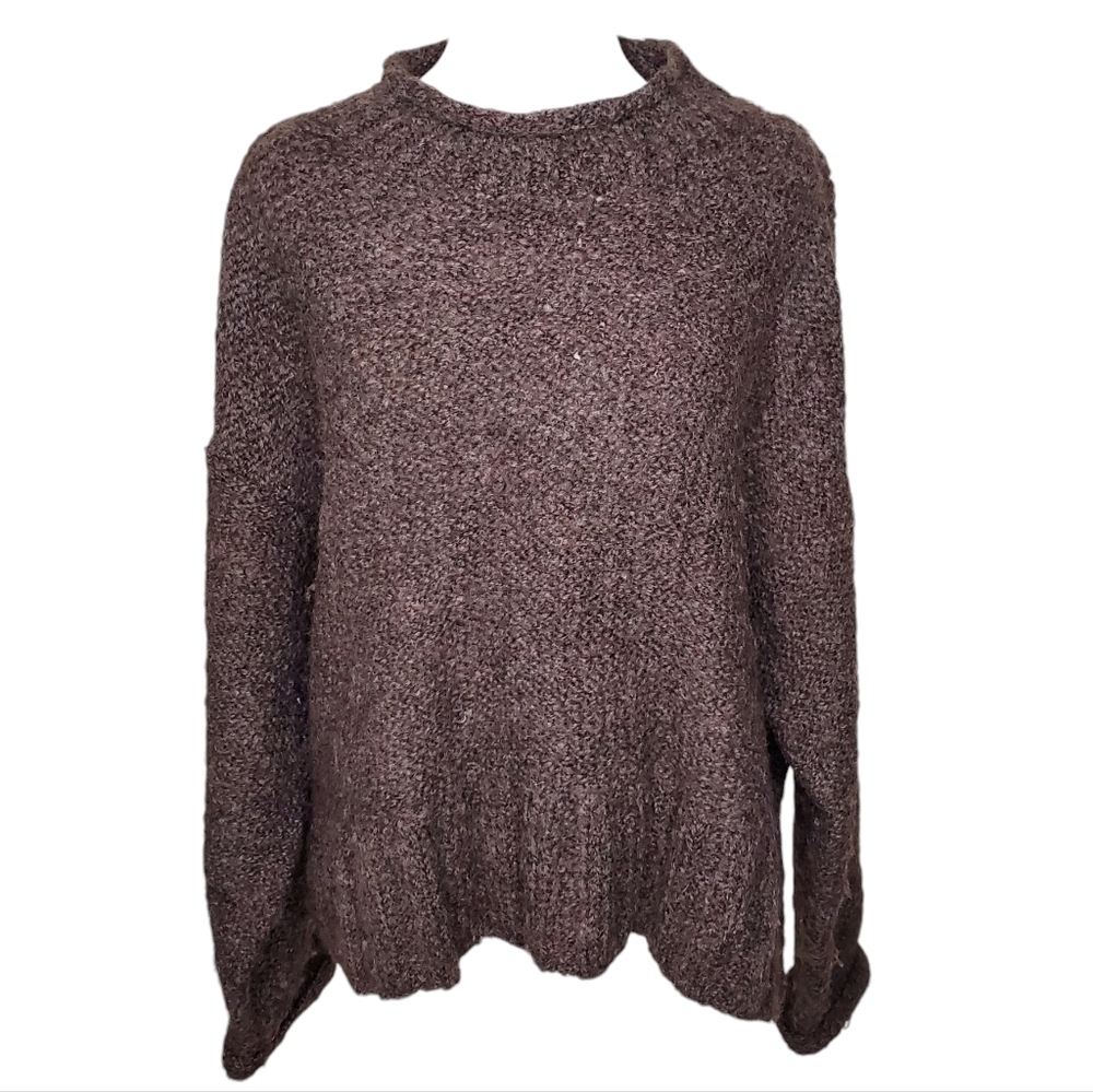 Peruvian Connection Women's Brown Merino Wool Pullover Sweater Mock Neck Sz XL
